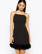 Lipsy Cami Dress With Faux Fur Trim - Black