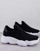 Truffle Collection Chunky Knitted Sneakers In Black