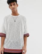 Asos Design Festival Oversized T-shirt In Linen Look Fabric With Woven Taping - White