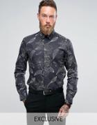 Noose & Monkey Smart Shirt With Floral Print - Black