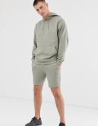 Asos Design Tracksuit Oversized Hoodie/skinny Shorts In Light Green - Green