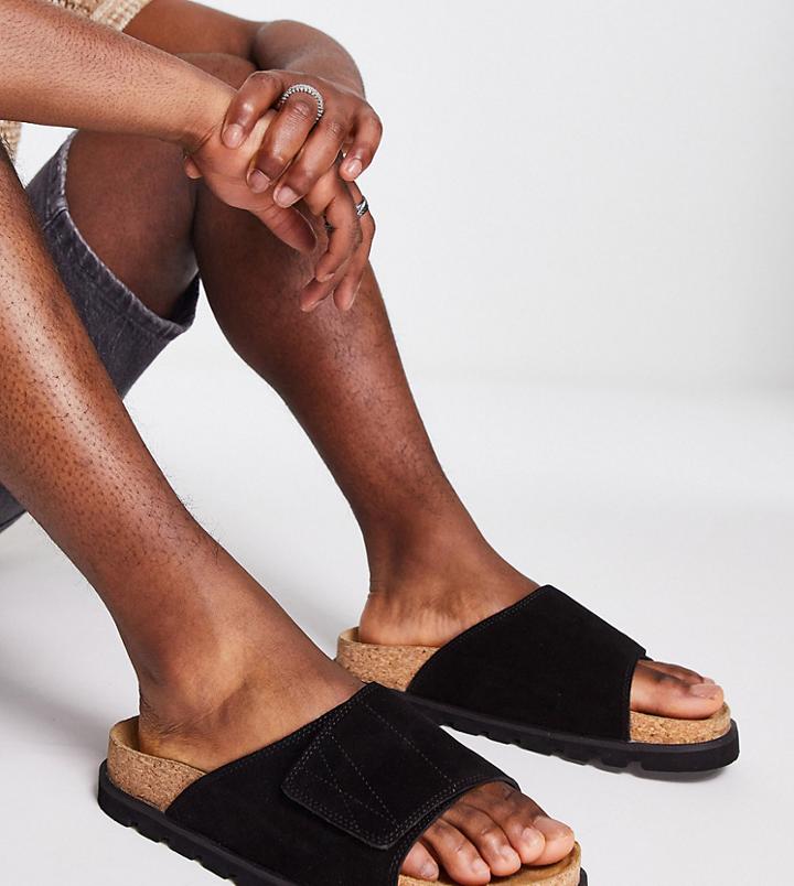 Pull & Bear Footbed Slides In Black Exclusive To Asos