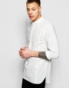 Asos Over Head Shirt With Batwing Sleeves And Grandad Collar - White