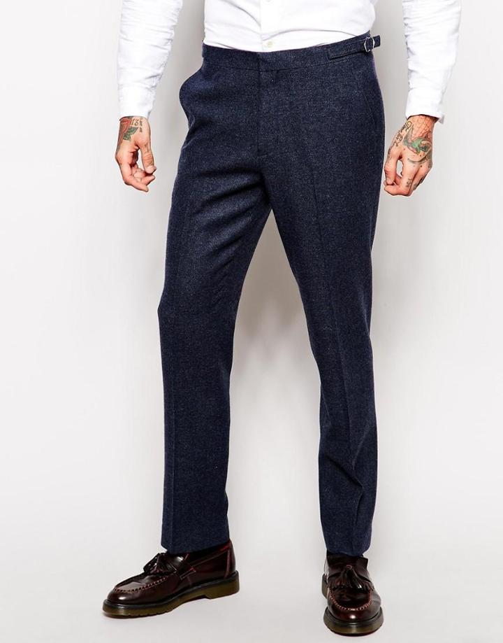 Asos Skinny Fit Pants In Herringbone