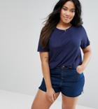 Asos Curve T-shirt In Rib Cutabout - Navy