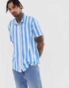 Another Influence Deckchair Stripe Boxy Short Sleeve Shirt - White