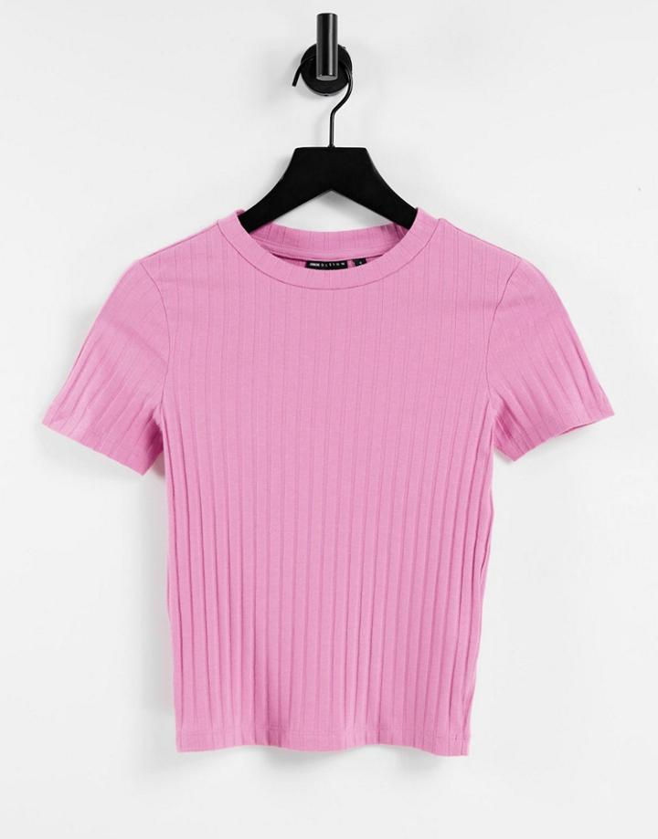 Asos Design Slim Fit T-shirt In Rib In Rose-pink