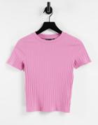 Asos Design Slim Fit T-shirt In Rib In Rose-pink