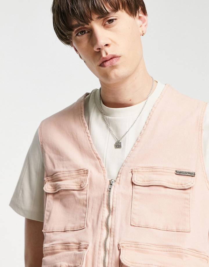 Liquor N Poker Vest In Beige Denim - Part Of A Set-neutral