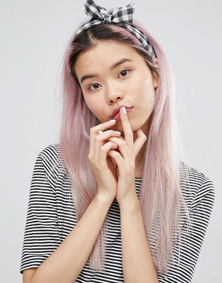 Monki Check Bow Headband - Black