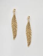 Designb London Leaf Drop Earrings - Gold