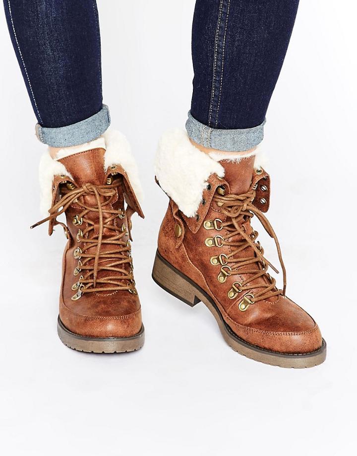 Head Over Heels By Dune Rollo Worker Boots - Brown