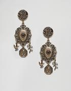 Asos Design Vintage Style Romantic Icon Pendant Earrings - Gold