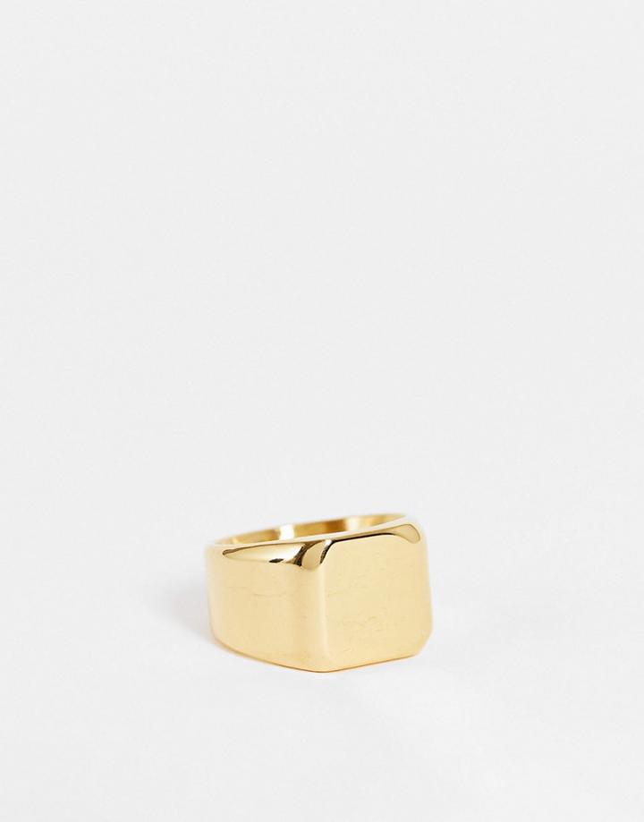 Icon Brand Stainless Steel Rectangle Signet Ring In Gold