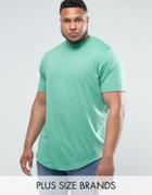 Le Breve Plus Longline Curved Hem Marl T-shirt - Green