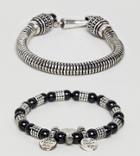 Reclaimed Vintage Inspired Beaded & Chain Bracelet In 2 Pack Exclusive To Asos - Silver