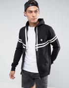 Le Breve Zip Through Funnel Sport Hoodie - Black