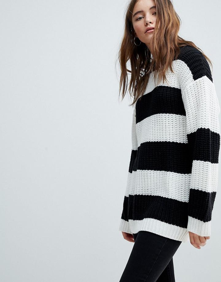 Bershka Stripe Longline Knitted Sweater - Multi