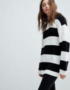 Bershka Stripe Longline Knitted Sweater - Multi
