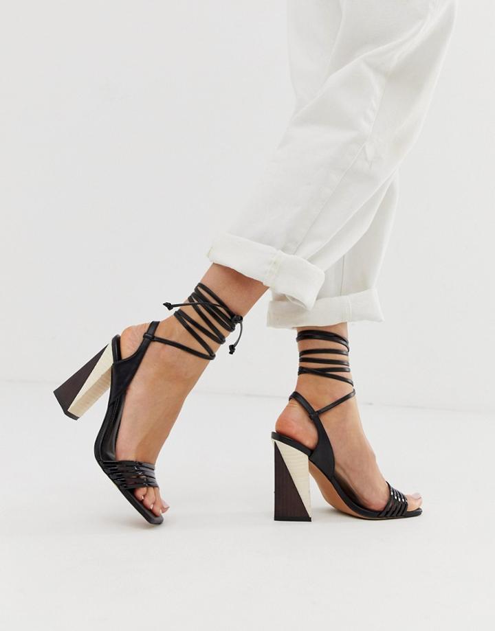 Asos Design Hummer Strappy Block Heeled Sandals-black