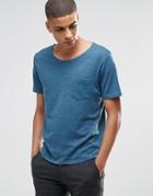 Selected Flase O-neck T-shirt In Blue - Blue