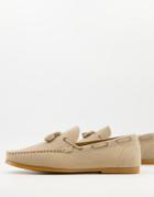Brave Soul Faux Suede Loafers In Beige-neutral
