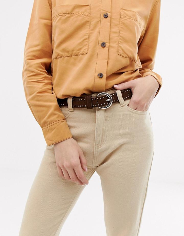 Pieces Lia Studded Belt-brown