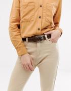 Pieces Lia Studded Belt-brown