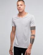 Asos T-shirt With Scoop Neck In Ash Gray - Gray
