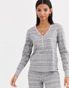 Lindex Organic Cotton Fairisle Pyjama Top In Gray