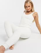 Asos Design Mix & Match Lounge Fluffy Legging In Cream-neutral