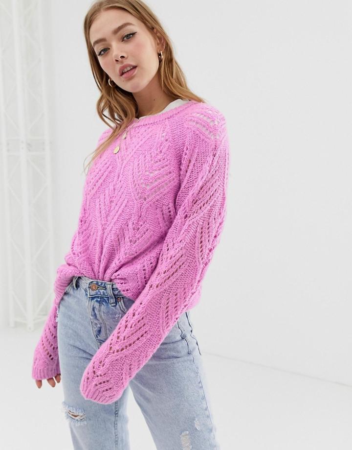 Only Cable Knit Sweater - Purple