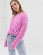 Only Cable Knit Sweater - Purple