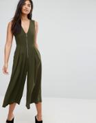 Asos Jumpsuit With Ring Pull Detail - Green