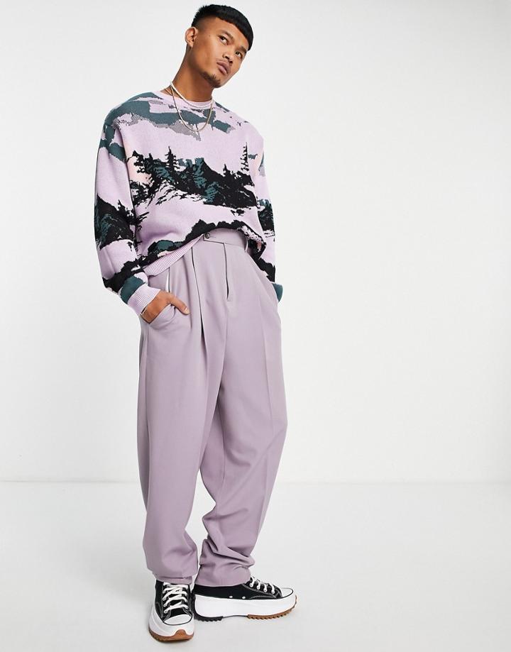 Asos Design Balloon Smart Pants In Purple