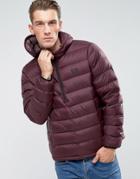 Abercrombie & Fitch Down Jacket Hooded Overhead In Burgundy - Red