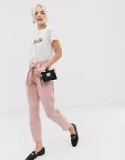 New Look Pants With Tie Waist In Pink - Pink