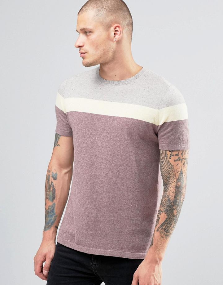 Asos Color Block Knitted T-shirt - Beige