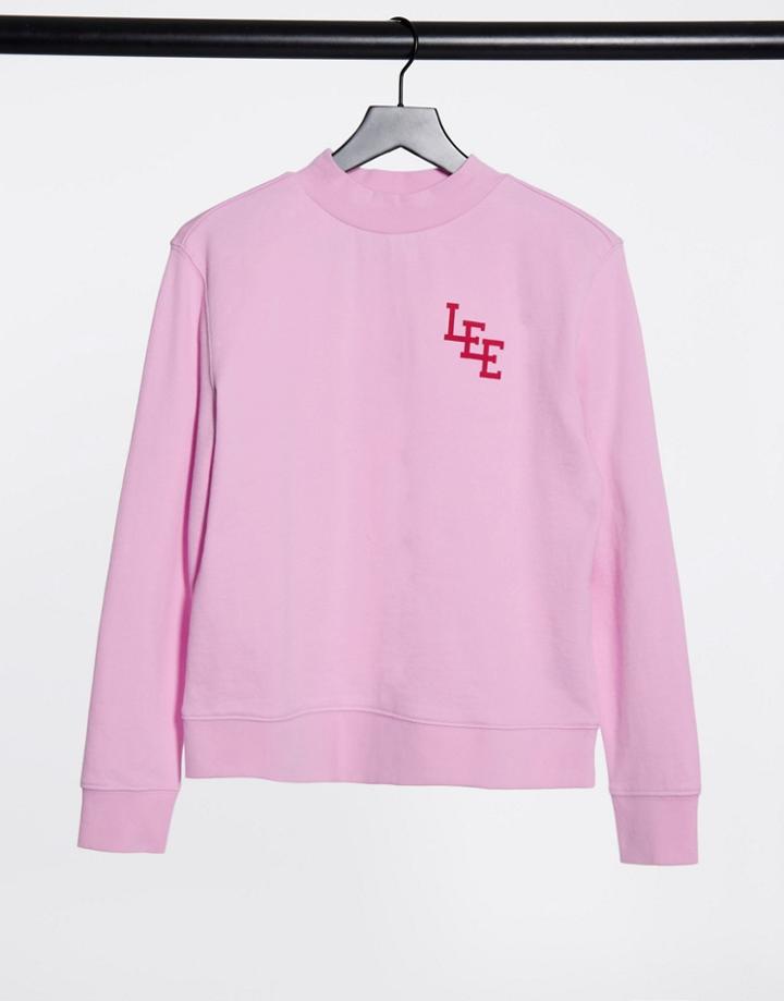 Lee High Neck Logo Sweatshirt In Pink