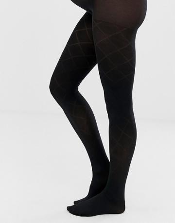 Emma Jane Maternity Check Pattern Tights In Black - Black