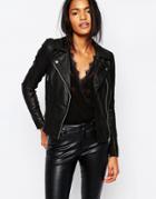 Y.a.s Sophie Soft Leather Biker Jacket - Black