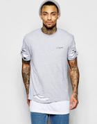 Illusive London Double Layered Longline T-shirt With Rips - Gray
