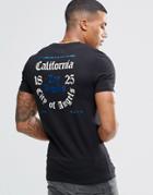 Asos Longline Muscle T-shirt With Blue Metallic Foil Back Print - Black