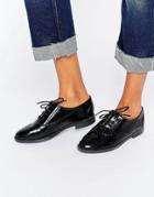 Daisy Street Lace Up Black Flat Shoes - Black