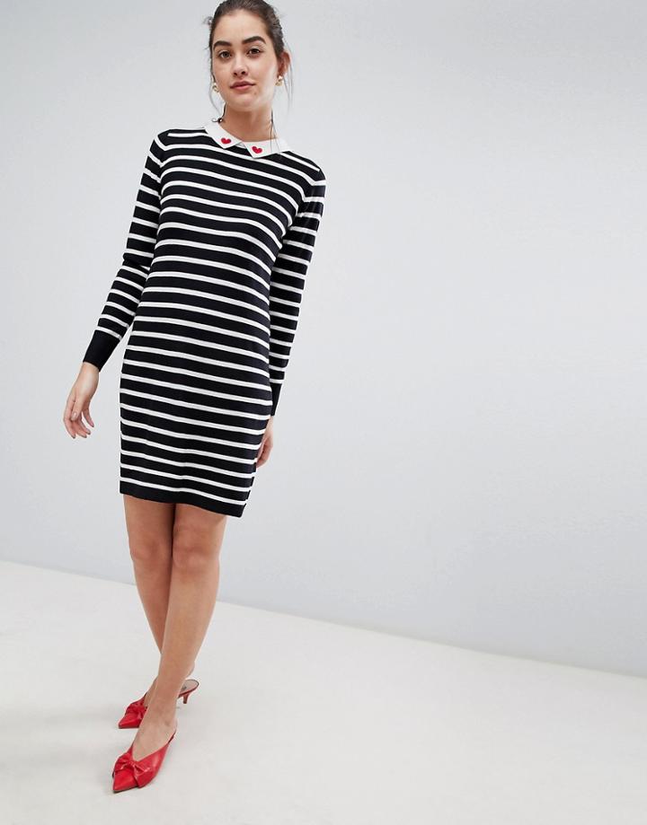 Sugarhill Boutique Daryl Heart Embroidered Knit Dress - Black