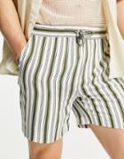 Native Youth Farrell Striped Shorts In White