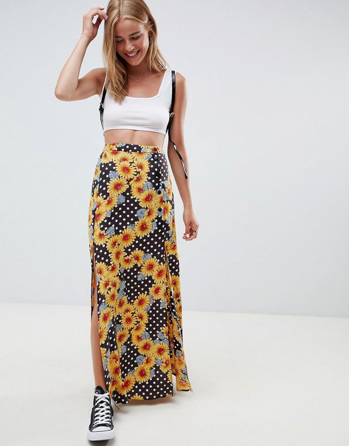 Asos Design Maxi Skirt In Daisy Polka Dot Two-piece-multi