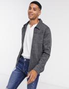 Jack & Jones Premium Boxy Zip Smart Jacket In Gray Check-grey