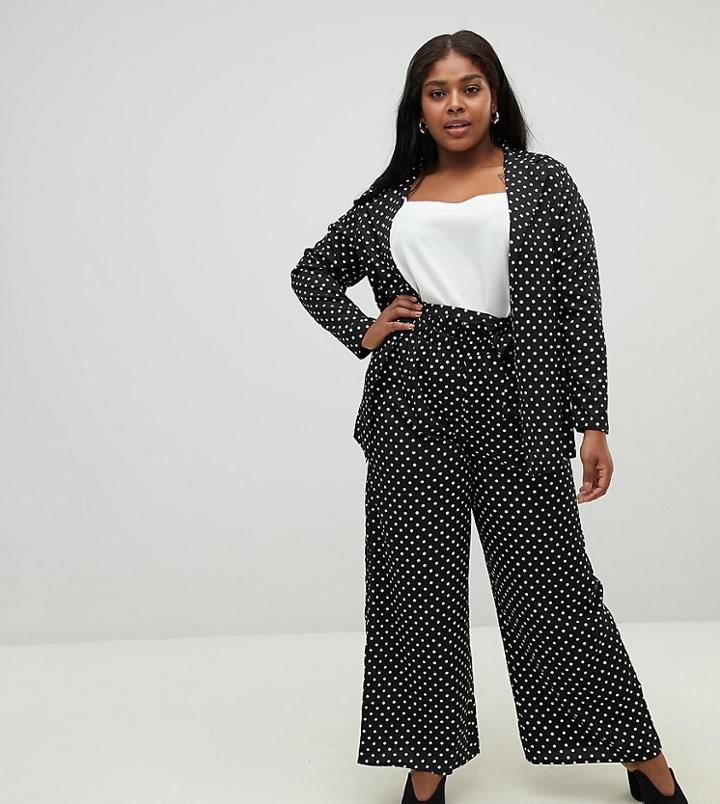Influence Plus Polka Dot Wide Leg Pants - Black