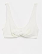 & Other Stories Tie Front Plunge Bikini Top In Off White